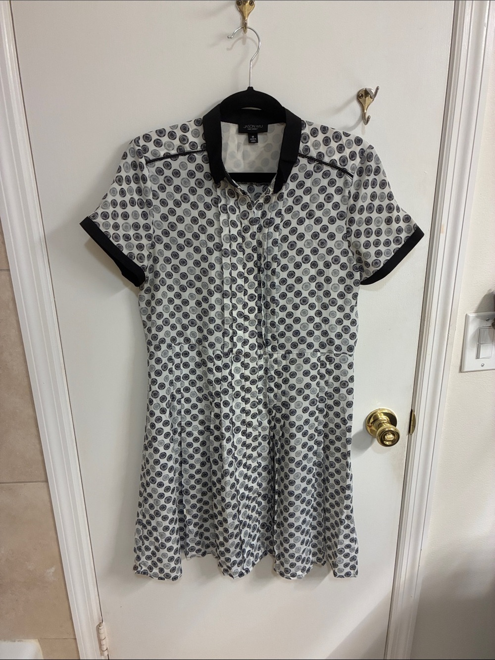Jason Wu x Target Black  & White Printed Short Sleeve Midi  Dress Sz M